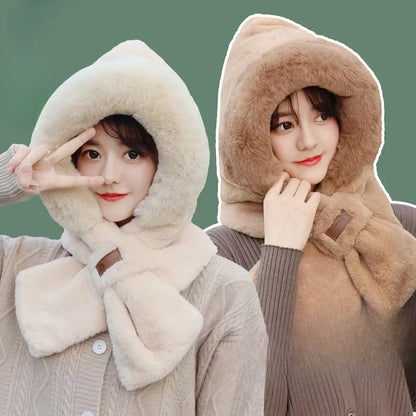 Bonnet Écharpe Hiver Femme – Chapeau Polaire Chaud 2-en-1