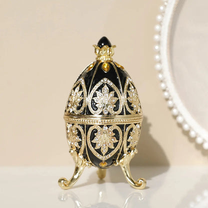Œuf Fabergé rouge émaillé 💎 – boîte à bijoux & déco élégante