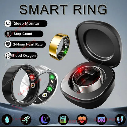 Bague Connectée R09 – Suivi Activité, Fréquence Cardiaque & Boîtier de Charge