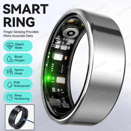 Bague Connectée R09 – Suivi Activité, Fréquence Cardiaque & Boîtier de Charge
