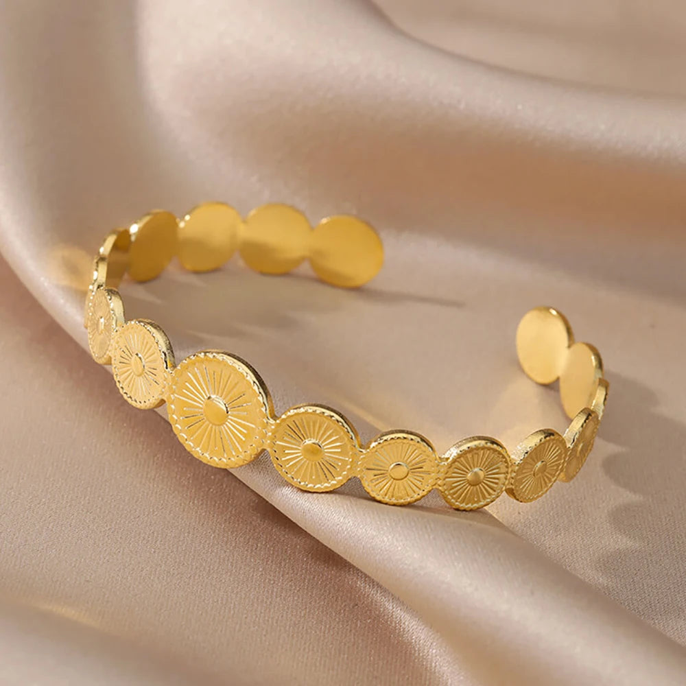 Bracelet Manchette Large Femme Doré – Acier Inoxydable