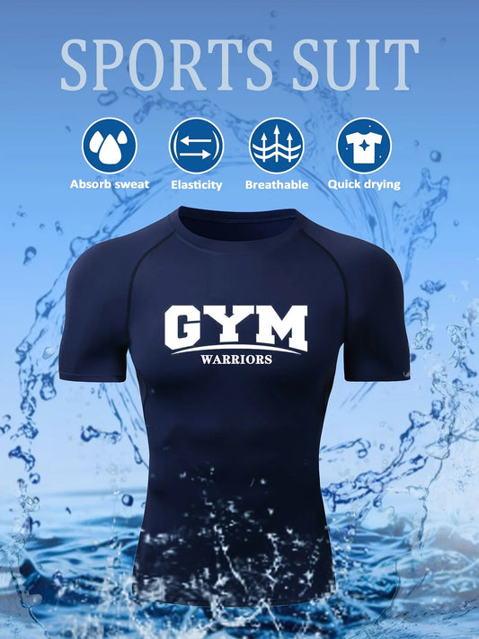 T-shirt compressé homme motif lettre – Sport & respirant