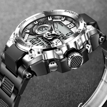 LIGE-Montre militaire numérique pour homme, étanche 50m, montre-bracelet à quartz LED, horloge de sport, grandes montres pour homme