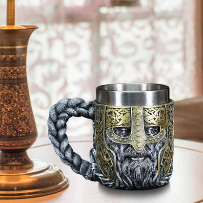Chope Viking acier inoxydable  – Mug guerrier nordique 450 ml