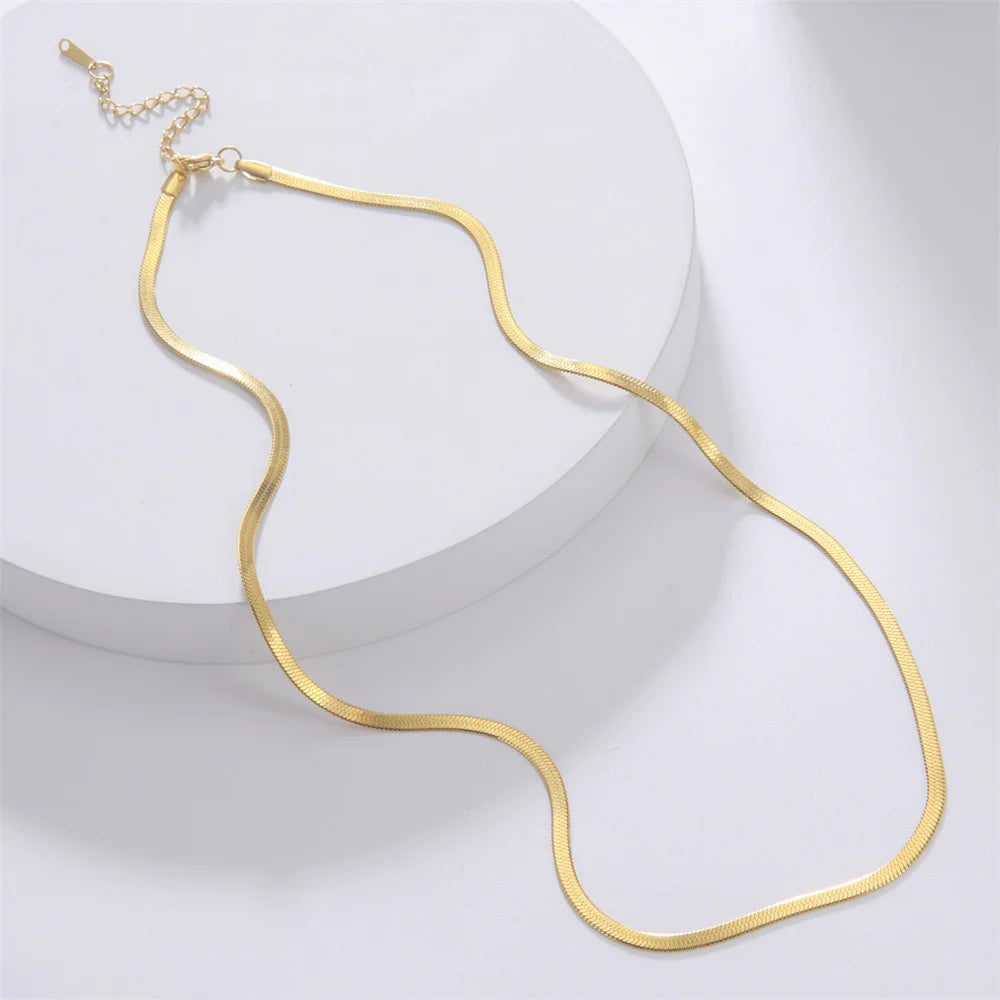 Collier Chaîne Serpent Acier Inoxydable – Plaqué Or Unisexe