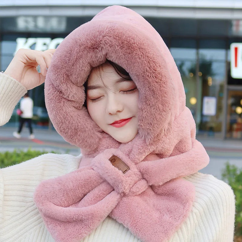 Bonnet Écharpe Hiver Femme – Chapeau Polaire Chaud 2-en-1