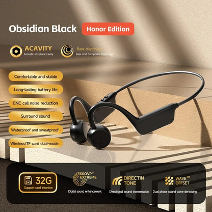 Écouteurs Sport Bluetooth 5.4 Open-Ear – Type Conduction Osseuse, IPX8 & Running