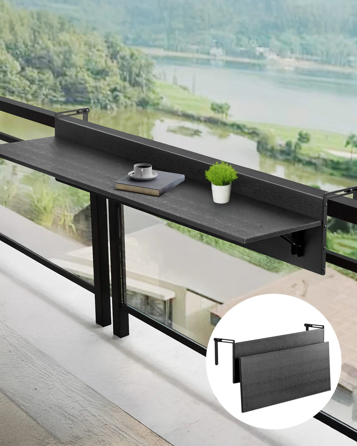 Table balcon pliante suspendue – gain de place extérieur