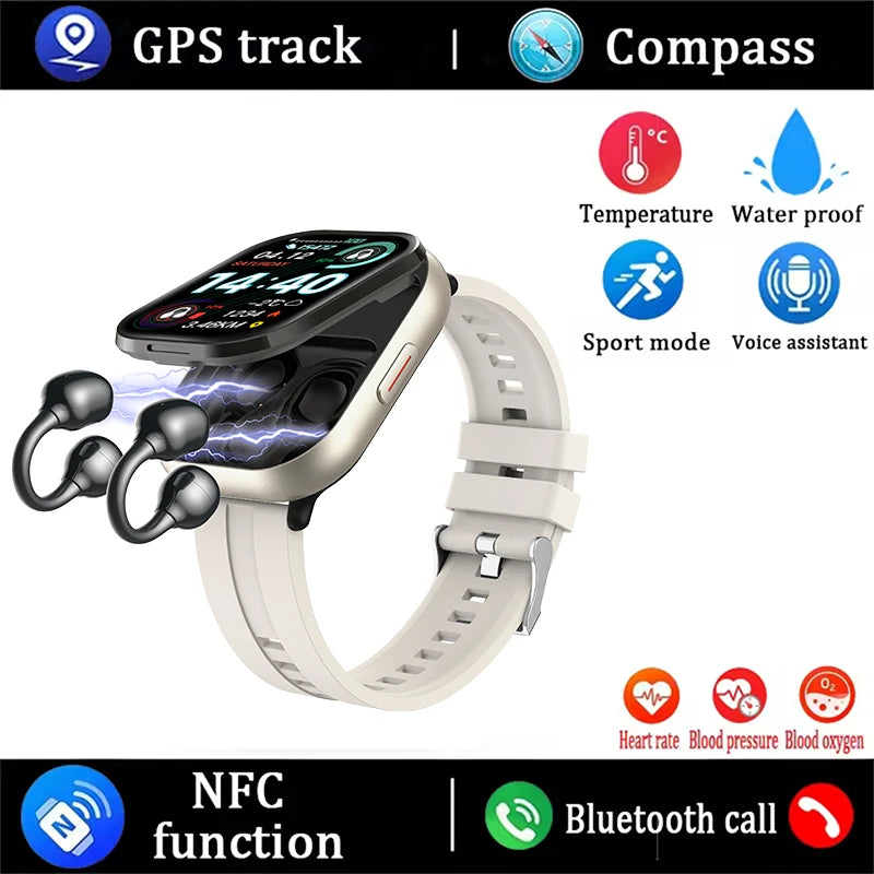 Montre Connectée 2-en-1 avec Écouteurs Bluetooth – Écran HD & Modes Sport
