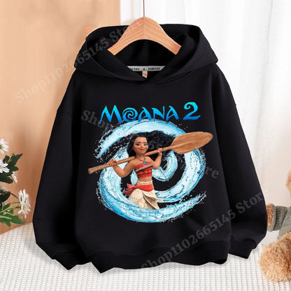 Disney Moana 2 Hoodies Enfants Nouveau Anime Mince Coton Sweat-shirt Garçons Filles Automne Hiver Chaud Pull Enfants Manches Longues