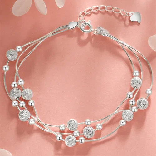 Bracelet femme argent 925 multi-rangs élégant ajustable