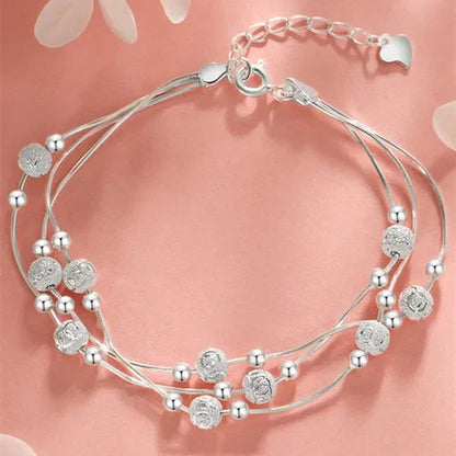 Bracelet femme argent 925 multi-rangs élégant ajustable