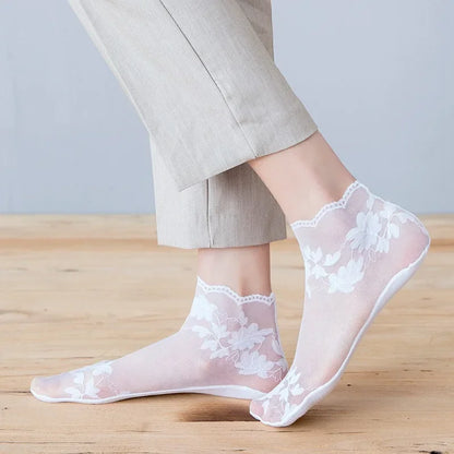 Chaussettes invisibles dentelle femme – Antidérapantes et respirantes
