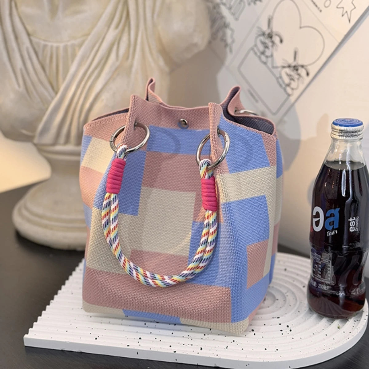 Sac Seau Crochet Multicolore – Style Rétro Bohème