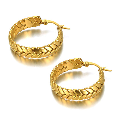 Boucles d’Oreilles Géométriques Femme – Acier Inox Plaqué Or 14K