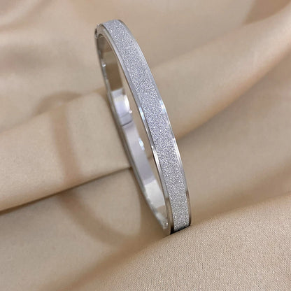 Bracelet Jonc Doré Givré en Acier Inoxydable – Waterproof & Unisexe
