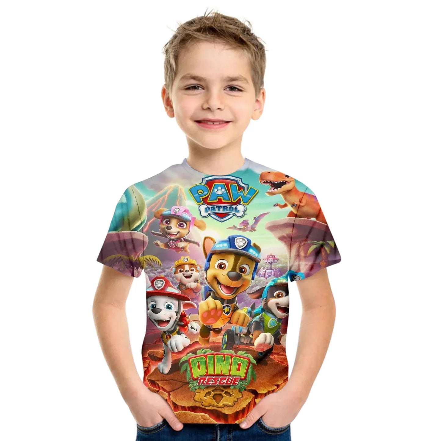 T-shirt Enfant Motif Chien Paw Patrol – Manches Courtes, Style 3D