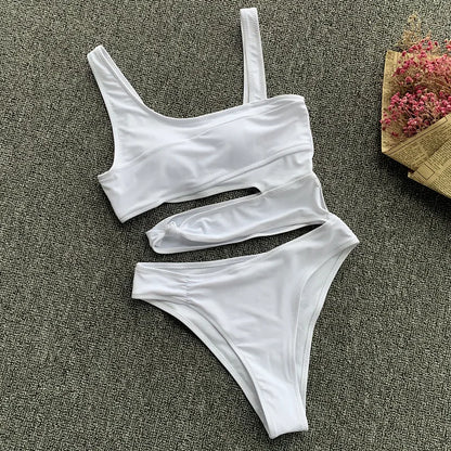 Maillot de bain noir et blanc pour femmes, ensemble une pièce sexy, grande taille, vêtements de haute qualité, 2024