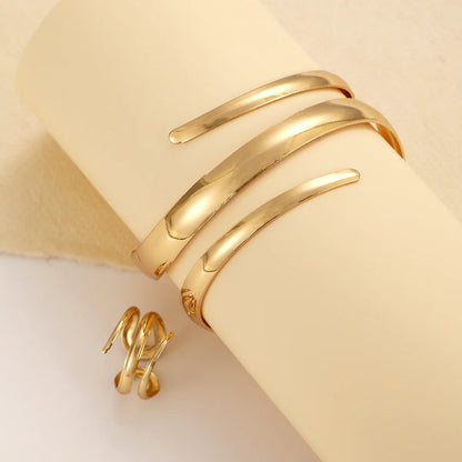 Set Bracelet & Bague Femme – Plaqué Or & Argenté Élégant