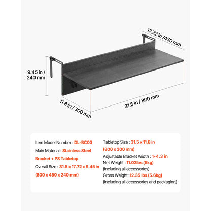 Table balcon pliante suspendue – gain de place extérieur