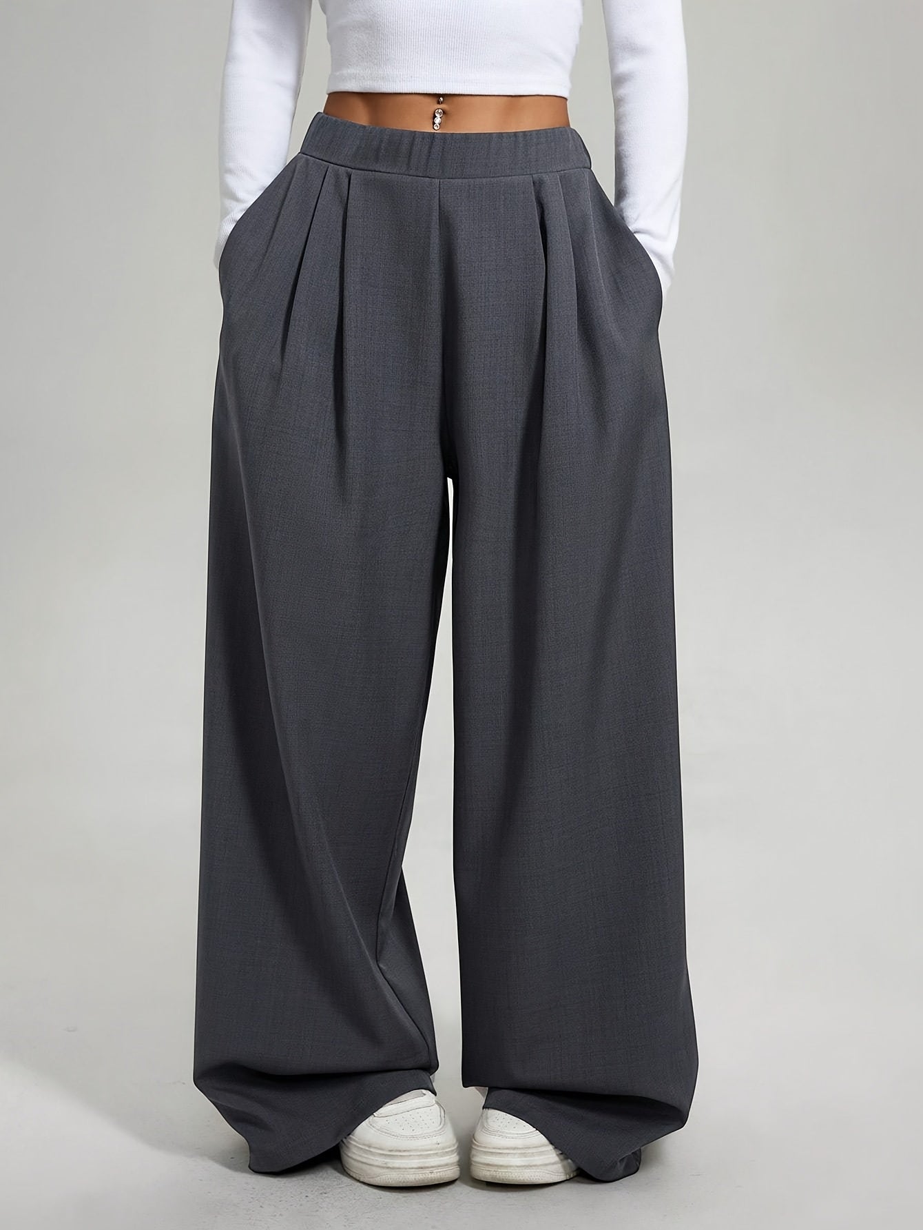 Lot de 2 Pantalons Femme Taille Haute – Coupe Large Confort