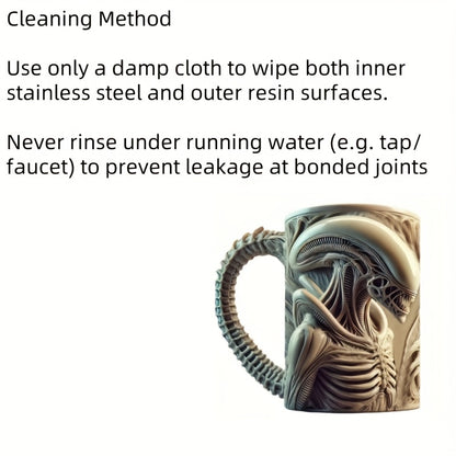 Mug Alien Xenomorph 3D 🛸 – Tasse inox unique pour fans Sci-Fi GTIJARA