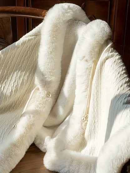 Cape en velours femme – Élégante & chaude avec capuche fourrure
