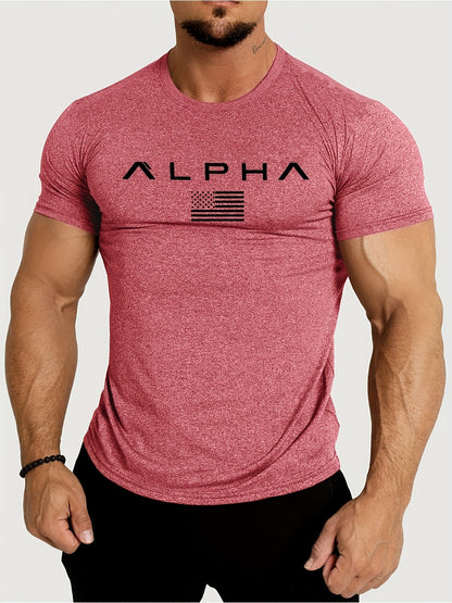 T-Shirt ALPHA Hommes à manches courtes, confortable , Crew Neck T-shirt à la mode à manches courtes, pour l’été et le printemps, style athlétique, confort fit