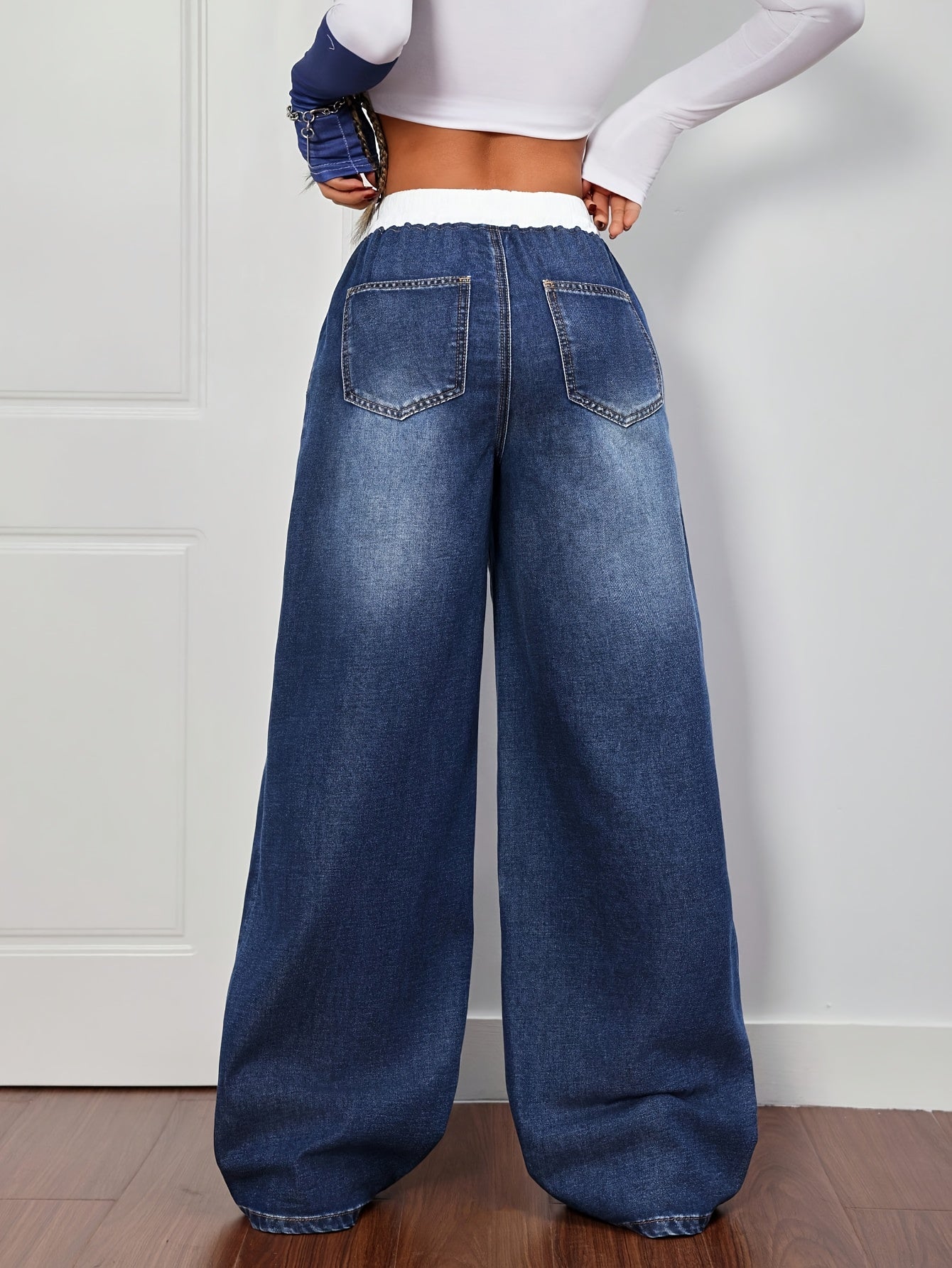 Jean Femme Large à Cordon – Coupe Bootcut Confort Casual