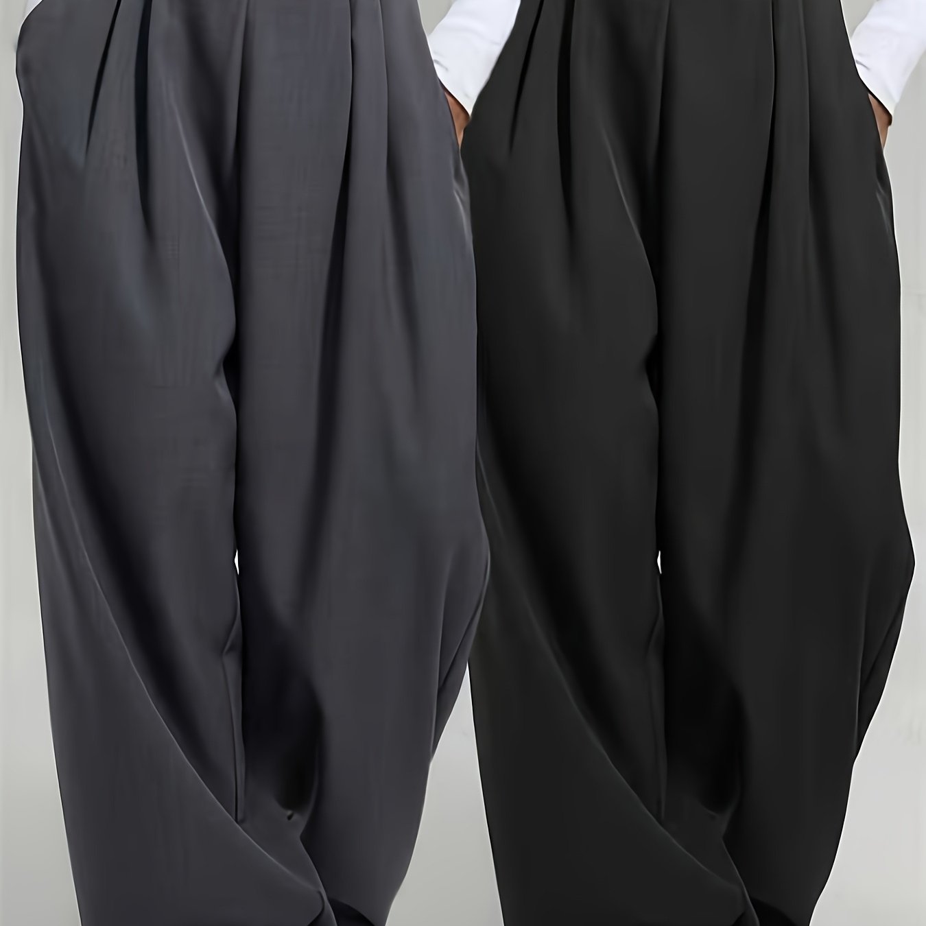 Lot de 2 Pantalons Femme Taille Haute – Coupe Large Confort