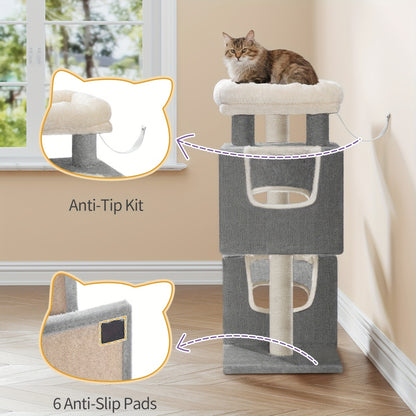 Arbre à Chat 🐾 75 cm Stable avec Griffoir & Caverne Douillette