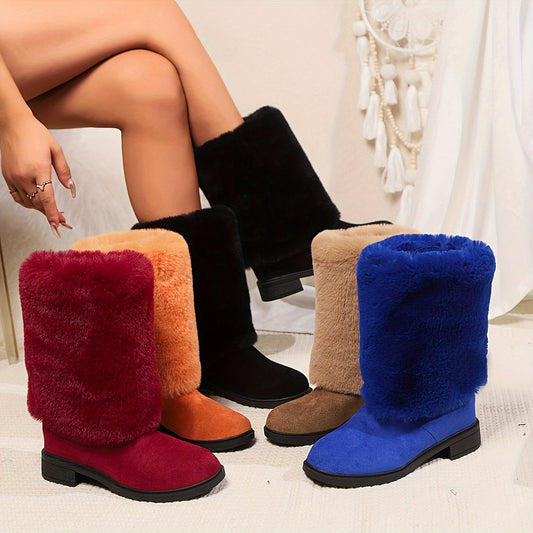 Bottes femme hiver mi-mollet – Chaudes, confortables & fluffy
