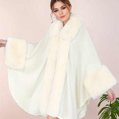 Manteau grande taille femme – Ouvert avec col fausse fourrure