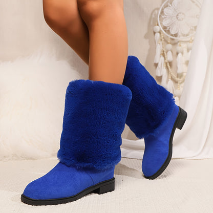 Bottes femme hiver mi-mollet – Chaudes, confortables & fluffy