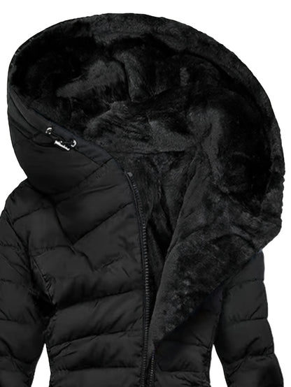 Veste chaude femme élégante – capuche & fermeture éclair slim fit