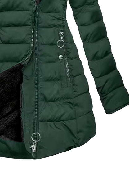 Veste chaude femme élégante – capuche & fermeture éclair slim fit