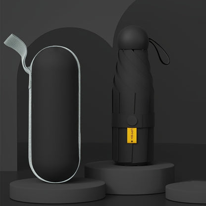 Parapluie capsule mini pliable noir – Compact & résistant 6 baleines