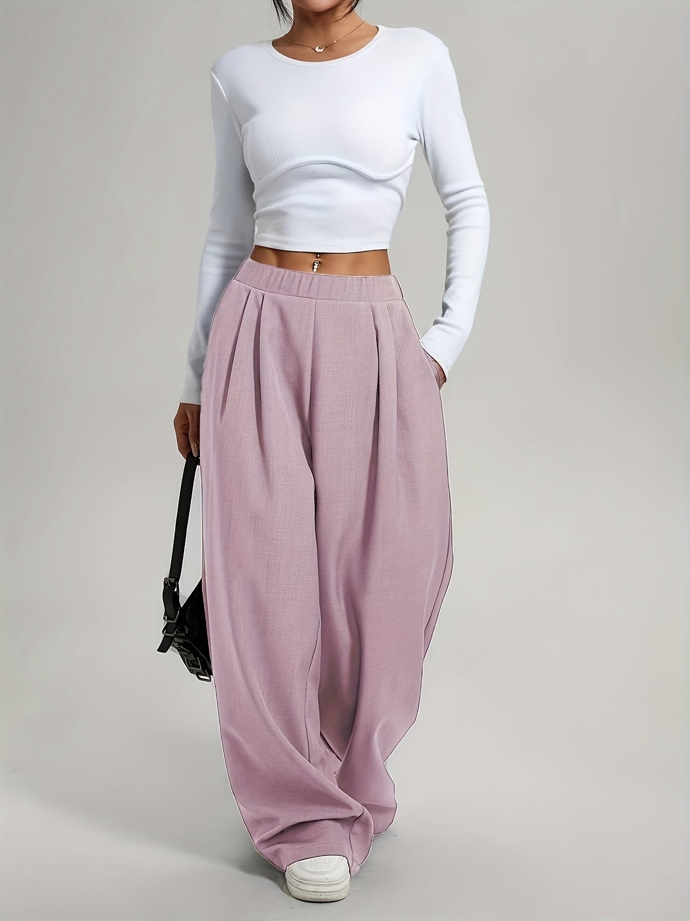 Lot de 2 Pantalons Femme Taille Haute – Coupe Large Confort