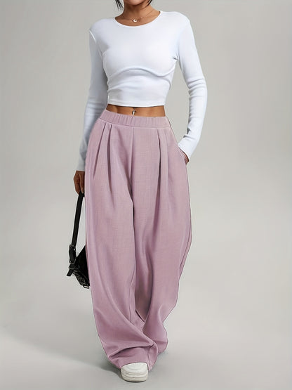 Lot de 2 Pantalons Femme Taille Haute – Coupe Large Confort