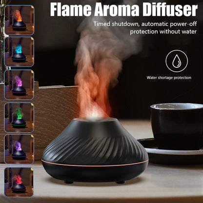 Diffuseur d'arôme volcanique, lampe d'huile essentielle, humidificateur d'air Portable USB avec flamme de couleur, veilleuse, 130ml