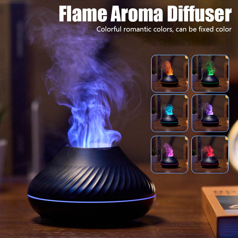 Diffuseur d'arôme volcanique, lampe d'huile essentielle, humidificateur d'air Portable USB avec flamme de couleur, veilleuse, 130ml