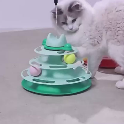 Jouet Interactif Chat – Tour 4 Niveaux avec Balles & Plume