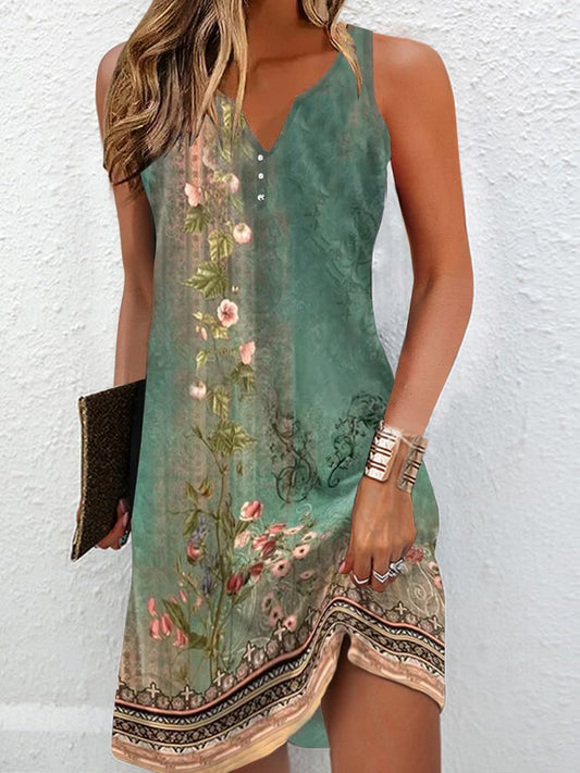 Robe Femme Été Sans Manches – Col V Léger Style Bohème Chic