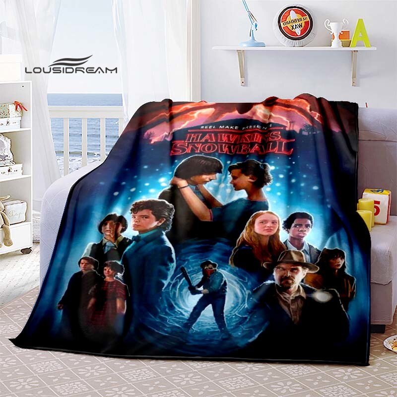 Couverture Stranger Things en  Flanelle Duveteux Polaire Couverture Enfants et Adulte ,Canapé Voyage Camping