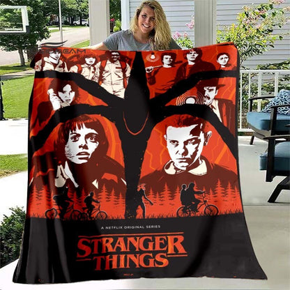 Couverture Stranger Things en  Flanelle Duveteux Polaire Couverture Enfants et Adulte ,Canapé Voyage Camping