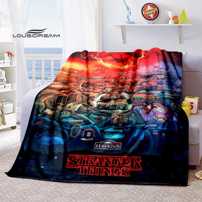 Couverture Stranger Things en  Flanelle Duveteux Polaire Couverture Enfants et Adulte ,Canapé Voyage Camping