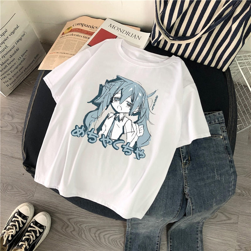 Manga Animé imprimé Harajuku pour  femmes T-shirt décontracté manches courtes