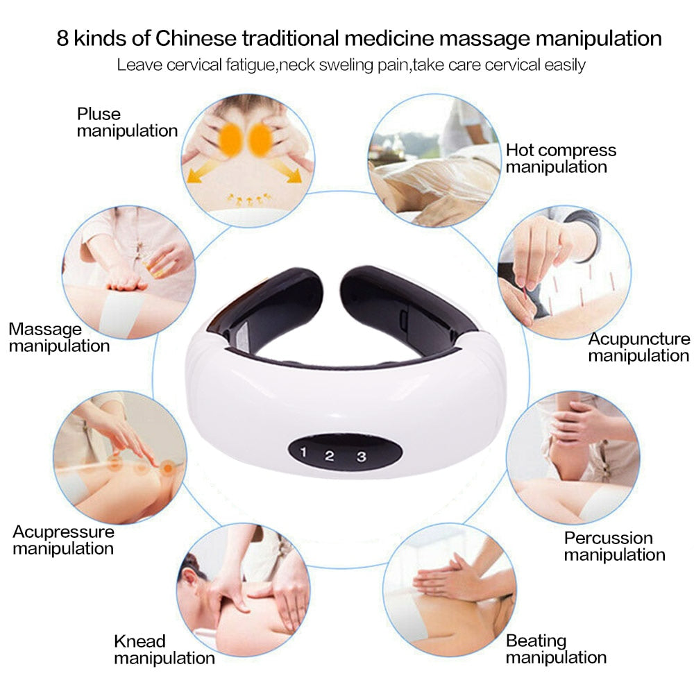 Appareil de massage électrique du cou et de relaxation 6 modes de commande d’alimentation TENS Chauffage cervical,soulagement de la douleur