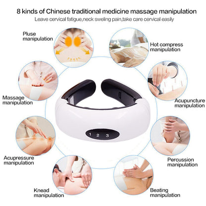 Appareil de massage électrique du cou et de relaxation 6 modes de commande d’alimentation TENS Chauffage cervical,soulagement de la douleur