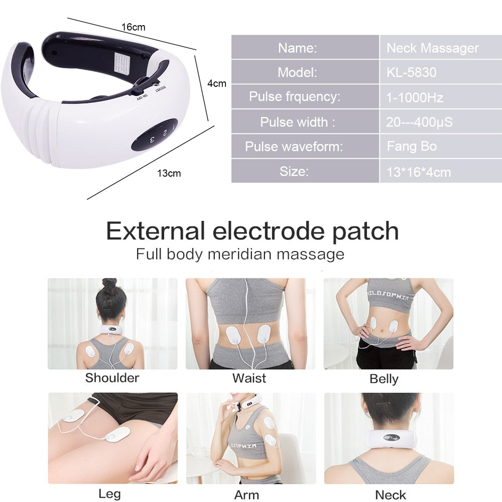 Appareil de massage électrique du cou et de relaxation 6 modes de commande d’alimentation TENS Chauffage cervical,soulagement de la douleur